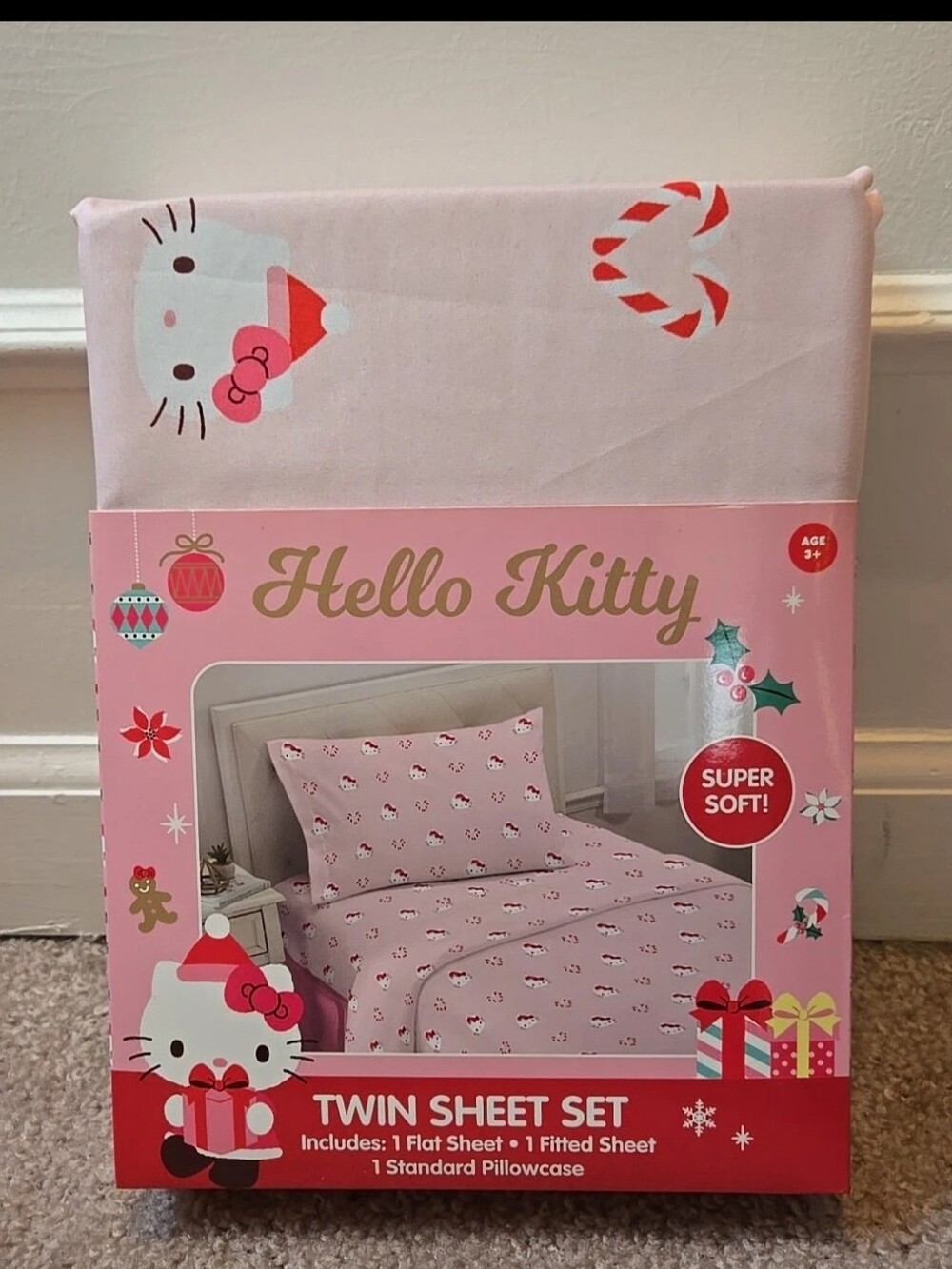 Hello Kitty Twin Holiday 3 piece Christmas Sheet Set * NEW Super Soft